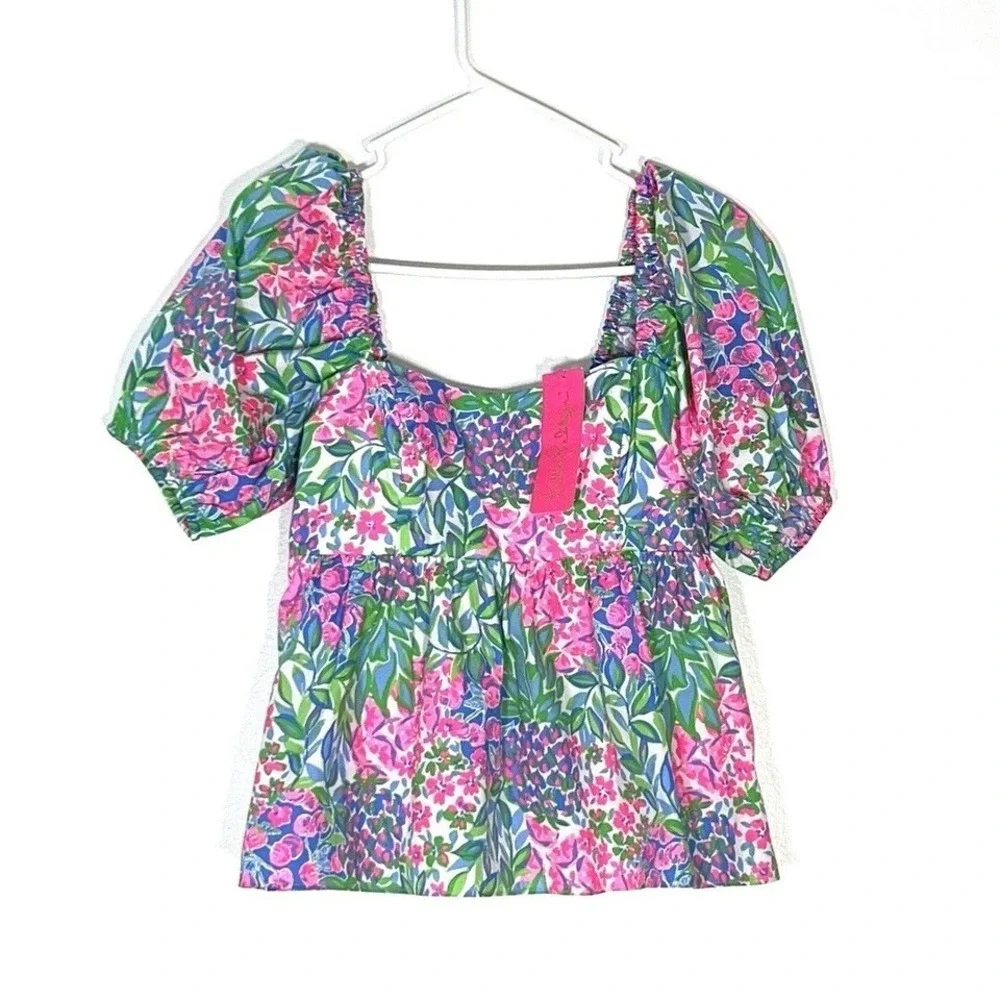 Lilly‎ Pulitzer Women's Kay Floral Puff Sleeves Top, Size 4
